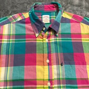 Brooks Brothers Men's M‎ 346 Original Polo Shirt Short Sleeve Plaid Button Up